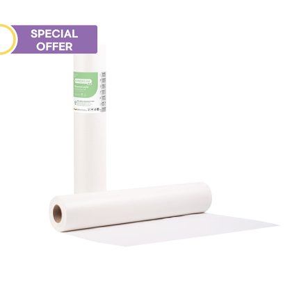 PREMIUM STANDARD WHITE МЕДИЦИНСКИ ЧАРШАФ НА РОЛКА ХАРТИЯ & ПОЛИЕТИЛЕН 2 ПЛАСТА 58 СМ Х 50 М