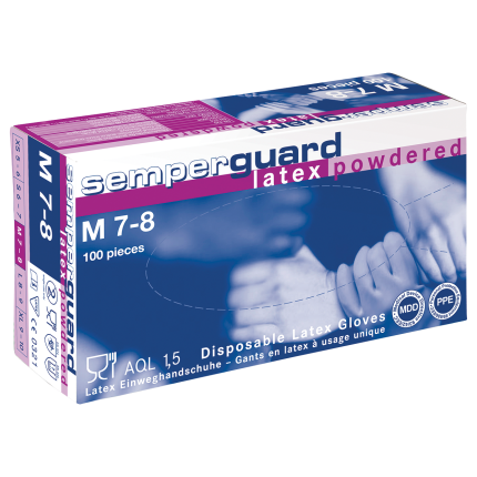 Еднократни ръкавици от латекс SEMPERGUARD LATEX POWDERED - M