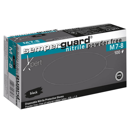 Еднократни ръкавици от нитрил SEMPERGUARD NITRILE XPERT BLACK - 100 бр. - S