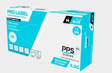 Еднократни ръкавици от нитрил PPS NITRILE BLUE PF 5.5G - S / син