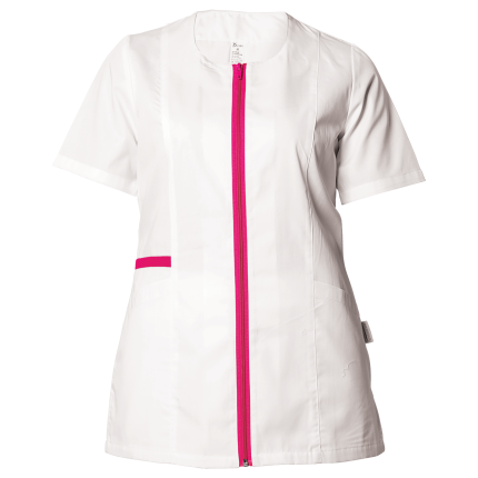Дамска медицинска туника ZAIRA WHITE/DARK PINK - XS / бял