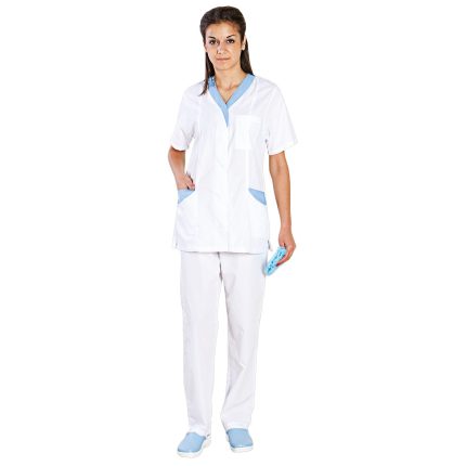 Медицински туника с панталон M33 WHITE/BLUE - 62 / бял